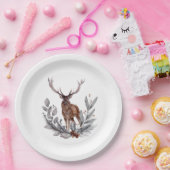 Assiettes En Carton Stag Holly Berries Feuilles (Fête)