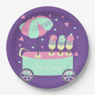 Assiettes En Carton Stand de glace Confetti Anniversaire Violet
