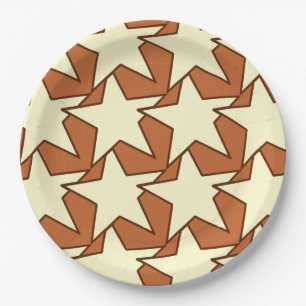 Assiettes En Carton Star Géométrique moderne - crème et chameau tre