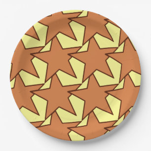 Assiettes En Carton Star moderne géométrique - caramel et jaune