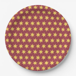 Assiettes En Carton Star Motif Trending Colours Maroon Gold