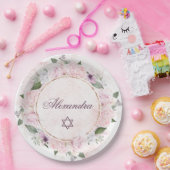 Assiettes En Carton Star Of David Jewish Girl Baby Naming Rose (Fête)
