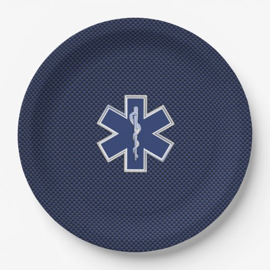 Assiettes En Carton Star of Life Paramedic Carbon Fibre Style (Devant)