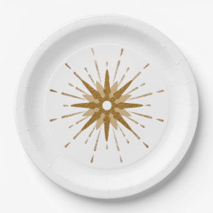 Assiettes En Carton Starburst Or moderne du milieu du siècle