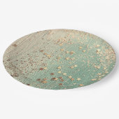 Assiettes En Carton Stardust or sur Sea Green (Angle)