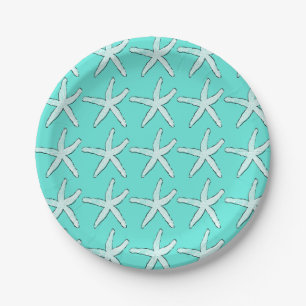 Assiettes En Carton Starfish Beach Baby showers bleu Turquoise Anniver