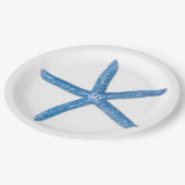 Assiettes En Carton Starfish bleu (Angle)