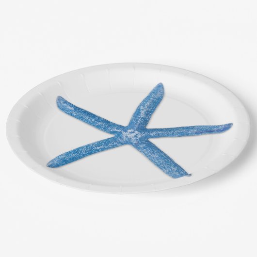 Assiettes En Carton Starfish bleu (Angle)