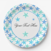 Assiettes En Carton Starfish bleu et turquoise (Devant)