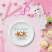 Assiettes En Carton Starfish Couple à la Beach Party | sarcelle (Fête)