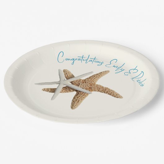 Assiettes En Carton Starfish Couple Félicitations Couple Couple Custom (Angle)