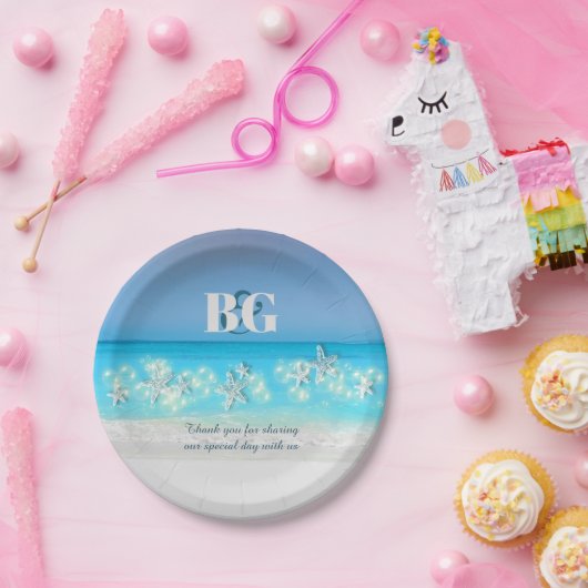 Assiettes En Carton Starfish paradis eaux bleues plage tropicale (Fête)