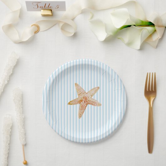 Assiettes En Carton Starfish Peinture Bleue Bleue Bande Océan Beach Pa (Mariage)