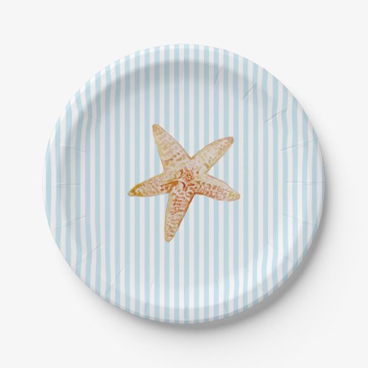 Assiettes En Carton Starfish Peinture Bleue Bleue Bande Océan Beach Pa