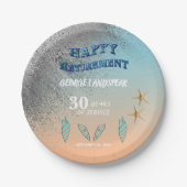 Assiettes En Carton Starfish Seashells Parties scintillant argent joye (Devant)