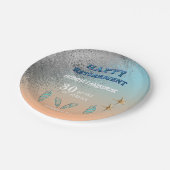 Assiettes En Carton Starfish Seashells Parties scintillant argent joye (Angle)