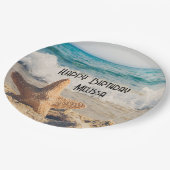 Assiettes En Carton Starfish sur une plage de sable Photo (Angle)