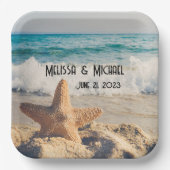 Assiettes En Carton Starfish sur une plage de sable Photo (Recto)