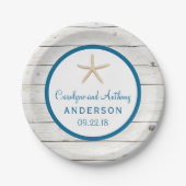Assiettes En Carton Starfish Whitewashed Wood Beach Wedding Collection (Devant)
