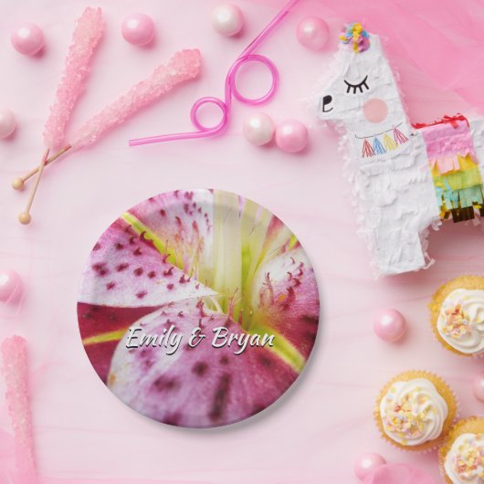 Assiettes En Carton Stargazer Lily brillant Magenta Floral (Fête)