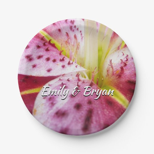 Assiettes En Carton Stargazer Lily brillant Magenta Floral (Devant)
