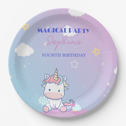 Assiettes En Carton Starlight Unicorn Party Plate (Devant)