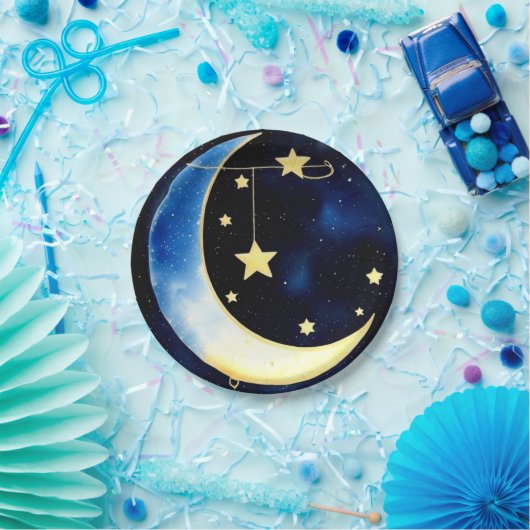 Assiettes En Carton Starlit Adventure : Lune et étoiles (Fête)