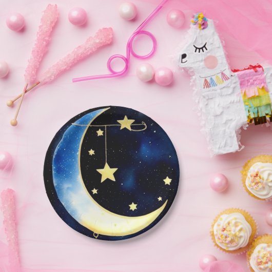 Assiettes En Carton Starlit Adventure : Lune et étoiles (Fête)