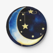 Assiettes En Carton Starlit Adventure : Lune et étoiles (Devant)