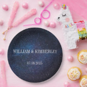 Assiettes En Carton Starry Night Sky Galaxy Élégant papier de mariage (Fête)