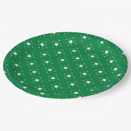 Assiettes En Carton Stars Green Christmas Background (Angle)