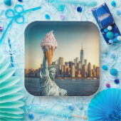 Assiettes En Carton Statue de la Liberté avec cône de glace (Fête)