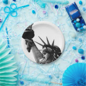 Assiettes En Carton Statue de la Liberté Noir & Blanc (Fête)