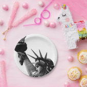 Assiettes En Carton Statue de la Liberté Noir & Blanc (Fête)