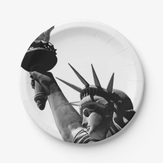 Assiettes En Carton Statue de la Liberté Noir & Blanc