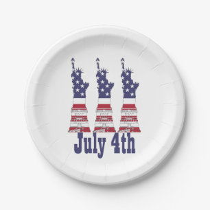 Assiettes En Carton Statue de la Liberté, USA Drapeau, 4 juillet Plaqu