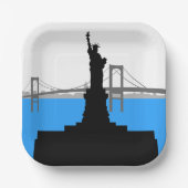 Assiettes En Carton Statue of Liberty Silhouette New York Skyline (Recto)