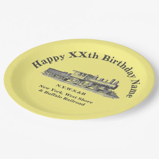 Assiettes En Carton Steam Train homme's Birthday Party Plaque papier (Angle)