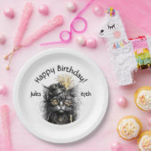 Assiettes En Carton Steampunk Cat Birthday with Name n Age (Fête)