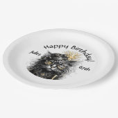 Assiettes En Carton Steampunk Cat Birthday with Name n Age (Angle)