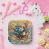 Assiettes En Carton Steampunk Floral (Fête)