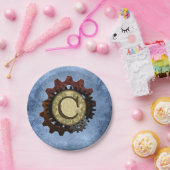 Assiettes En Carton Steampunk grunge embraye la lettre C de monogramme (Fête)