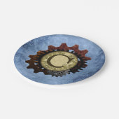 Assiettes En Carton Steampunk grunge embraye la lettre C de monogramme (Angle)