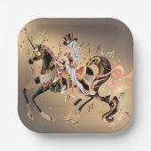 Assiettes En Carton Steampunk Mécanique Cheval & Lady Papier Plaque (Recto)