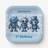 Assiettes En Carton Steampunk Robot Thème 1er Anniversaire Plaques de  (Recto)