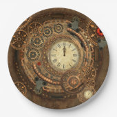 Assiettes En Carton Steampunk, rouages merveilleux (Devant)