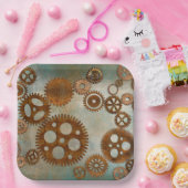 Assiettes En Carton Steampunk Rousty Gears Design Plaques en papier (Fête)