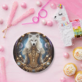 Assiettes En Carton Steampunk Whimsical charmant loup blanc (Fête)