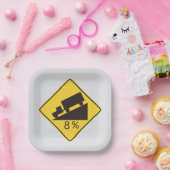 Assiettes En Carton Steep Grade Traffic Sign Trucking Hauling Caution (Fête)