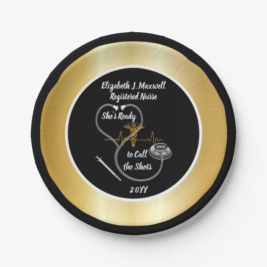 Assiettes En Carton Stethoscope | Elle est prête à lancer les chaussur (Devant)